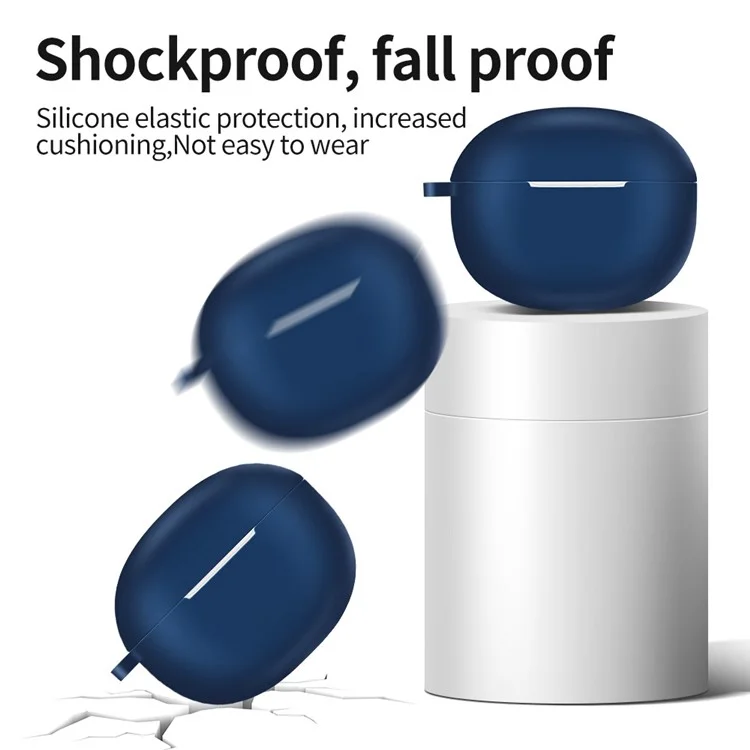 For Realme Buds T100 Silicone Protective Sleeve Bluetooth Earphone Shockproof Cover with Hanging Buckle - Blue