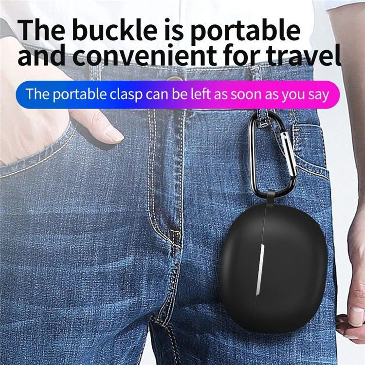 For Realme Buds T100 Silicone Protective Sleeve Bluetooth Earphone Shockproof Cover with Hanging Buckle - Blue