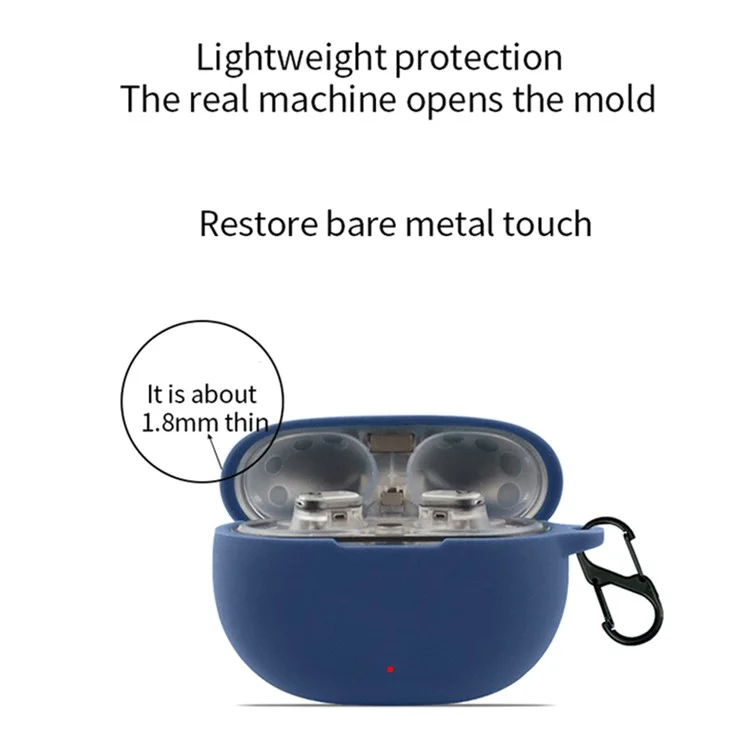 Silicone Case for Beats Studio Buds+ Bluetooth Earphone, Anti-drop Earbud Cover with Hanging Buckle - Dark Blue