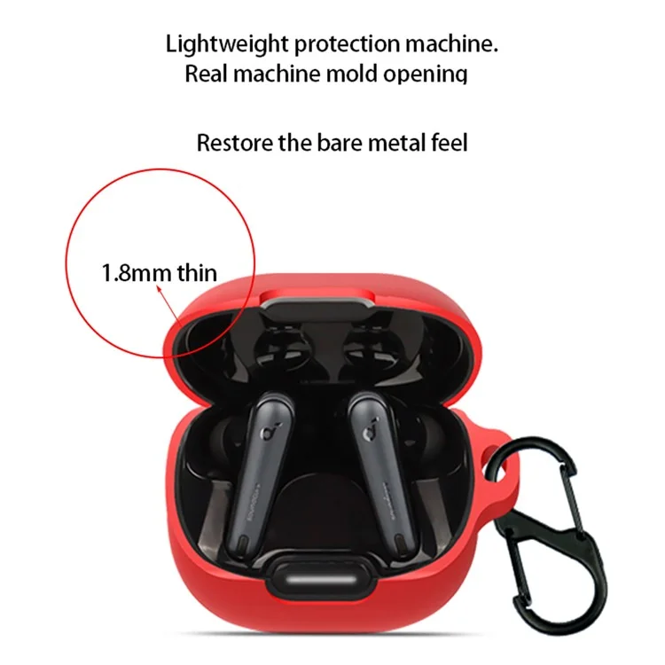 For Anker Soundcore Liberty 4 NC Anti-drop Bluetooth Earphone Silicone Cover with Anti-lost Buckle - Red For Anker Soundcore Liberty 4 NC Anti-drop Bluetooth Earphone Silicone Cover with Anti-lost Buckle - Red