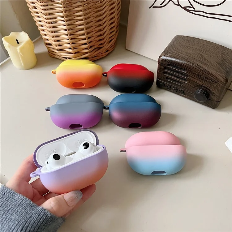 For Huawei FreeBuds Pro 3 Earphone Case Gradient Matte Hard PC Earbud Cover - Red+Black