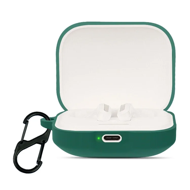 Bluetooth Earphone Sleeve for Xiaomi Redmi Buds 5 Headphone Charging Bin Cover Silicone Case with Buckle - Blackish Green Bluetooth Earphone Sleeve for Xiaomi Redmi Buds 5 Headphone Charging Bin Cover Silicone Case with Buckle - Blackish Green