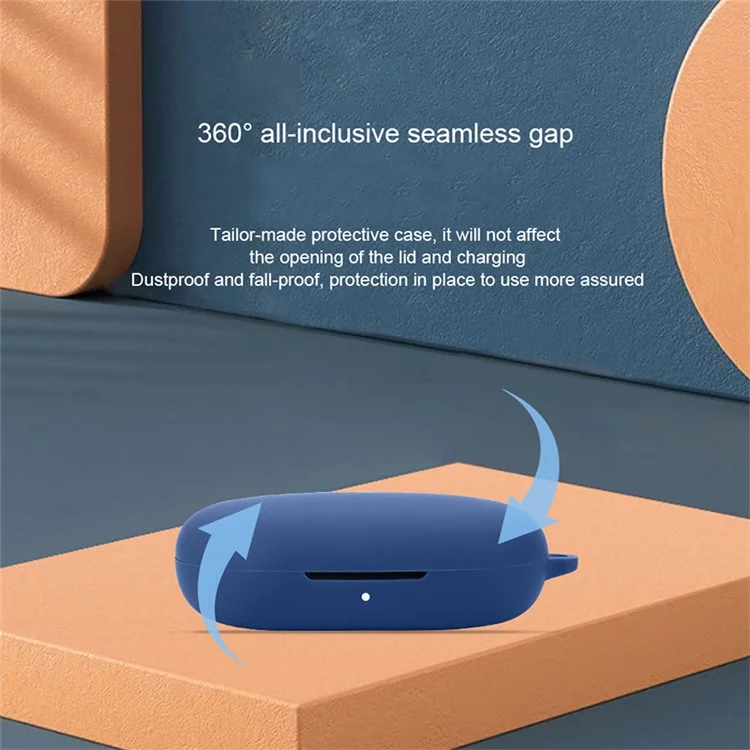 For Honor TiinLab Case Anti-Lost Shockproof Headset Silicone Cover with Buckle - Dark Blue For Honor TiinLab Case Anti-Lost Shockproof Headset Silicone Cover with Buckle - Dark Blue