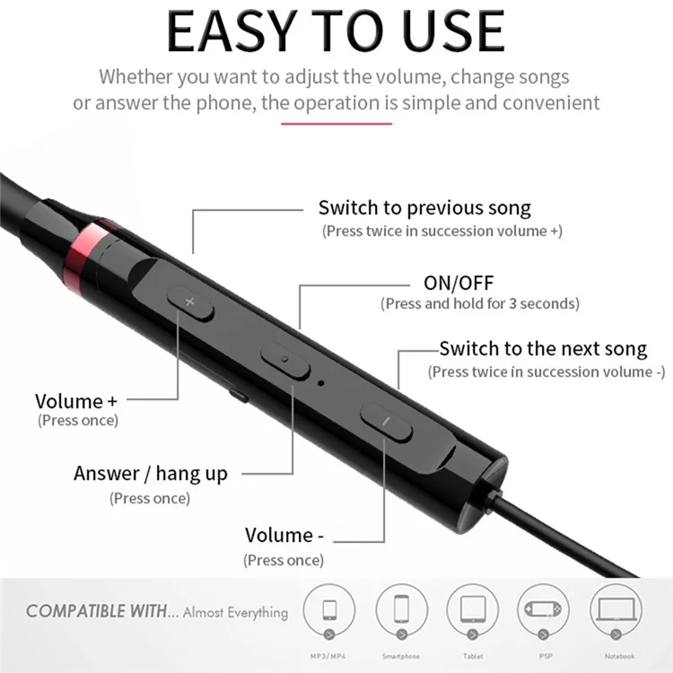 ML732 Wireless Neckband Bluetooth Headset Line Control Sports Music Calling In-Ear Earphone ML732 Wireless Neckband Bluetooth Headset Line Control Sports Music Calling In-Ear Earphone