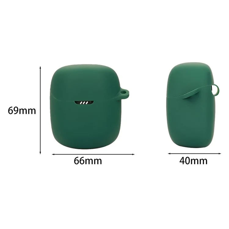 For JBL Quantum Stream Wireless USB-C Silicone Case Bluetooth Earphone Cover with Hanging Buckle - Blackish Green For JBL Quantum Stream Wireless USB-C Silicone Case Bluetooth Earphone Cover with Hanging Buckle - Blackish Green