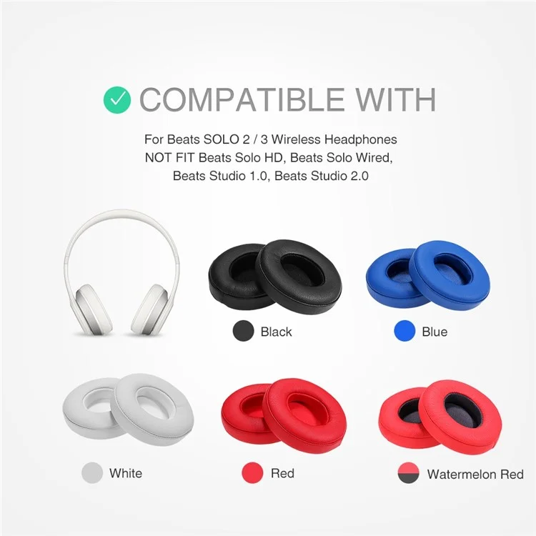 Replacement Protein Leather Memory Foam Around Ear Cups Cushion for Beats SOLO 2 / 3 Wireless On Ear Headphone - Red Replacement Protein Leather Memory Foam Around Ear Cups Cushion for Beats SOLO 2 / 3 Wireless On Ear Headphone - Red